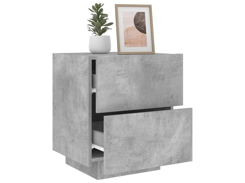 Lot de 2 tables de chevet - cabinet de chevet - table de nuit et lumières led gris béton - Conforama C