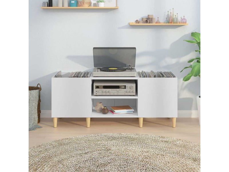  Meuble à disques blanc 121x38x48 cm bois d'ingénierie  - Conforama C