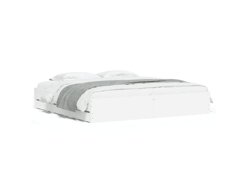  Lit double- lit adulte -  cadre de lit avec tiroirs sans matelas blanc 200x200 cm  - Conforama A