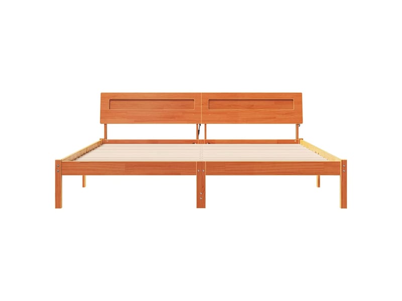  Lit double- lit adulte -  cadre de lit avec tête de lit marron 200 x 200 cm pin massif  - Conforama D