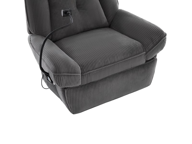 Fauteuil relax électrique massant chauffant pivotant 360° en velours côtelé gris - Conforama E