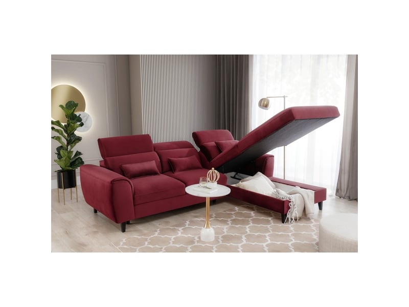  Canapé d'angle convertible rouge angle droit 4 places fable  - Conforama B