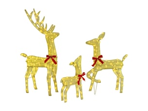 Famille de rennes, décoration de noël 3 pc blanc chaud 68 x 26 x 127 cm tissu cf62029