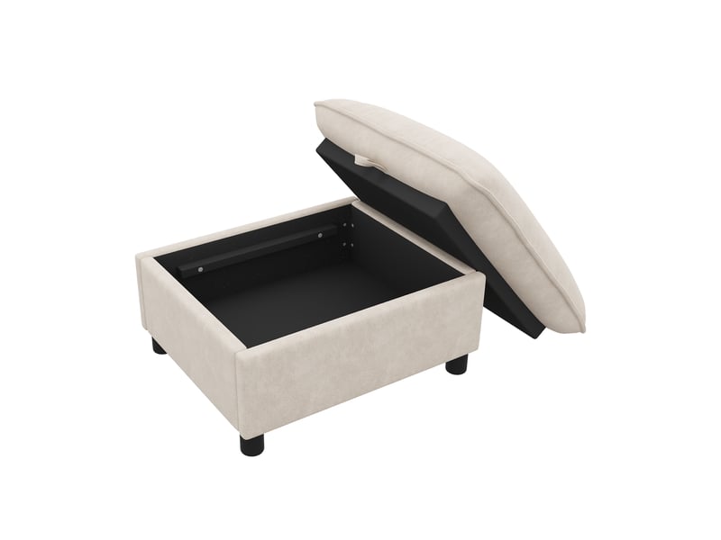  Pouf coffre en chenille beige, repose-pieds rembourré, banquette rangement 98x65x48 cm  - Conforama D