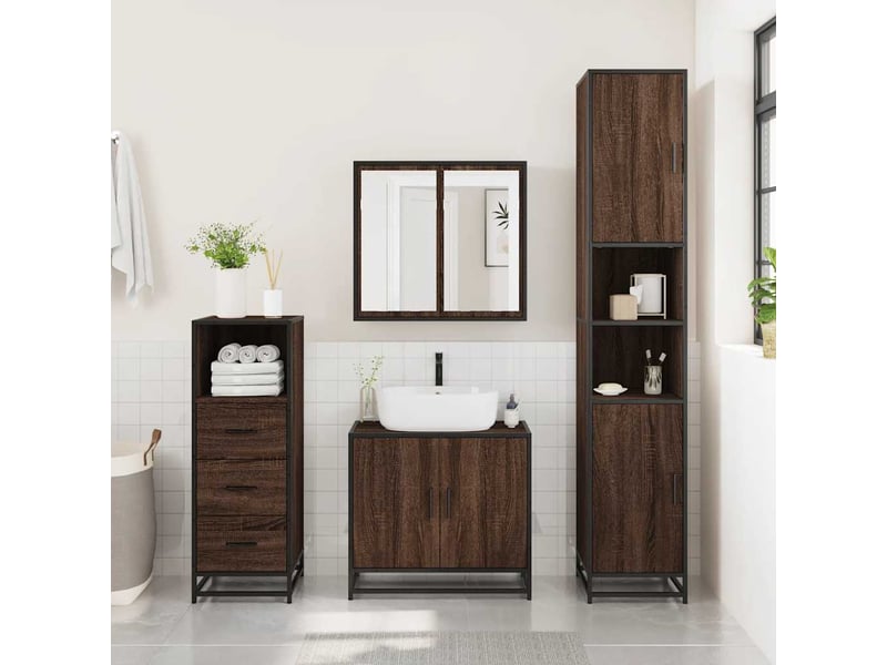  Armoire de bain, cabinet de salle de bain chêne marron 35x37,5x100 cm bois d'ingénierie cf64983  - Conforama C