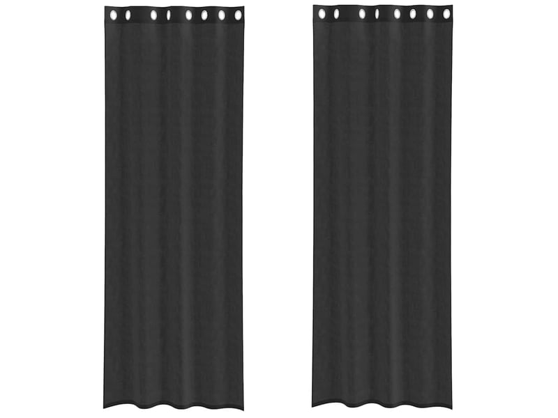 Lot de 2 rideaux en voile, voilages avec œillets noir 140x260 cm cf44389 - Conforama A