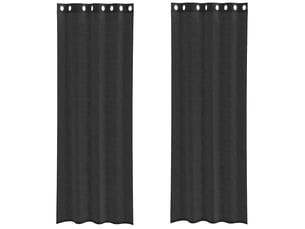 Lot de 2 rideaux en voile, voilages avec œillets noir 140x260 cm cf44389