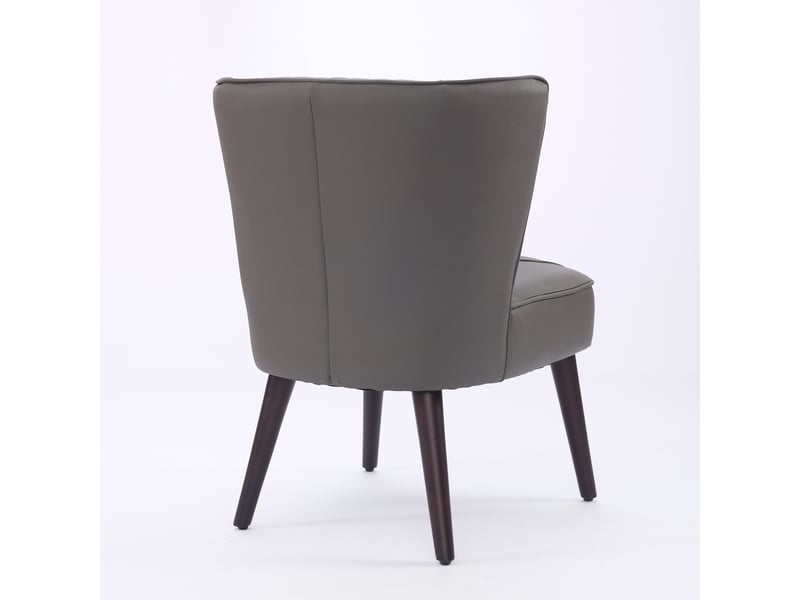  Fauteuil moderne en cuir - cuir pleine fleur - gris - sans accoudoirs - pied en bois de caoutchouc massif 56x62x72cm - Conforama D