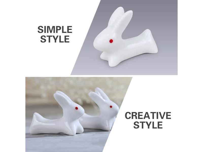  Repose-baguettes en céramique blanc forme lapin 10pcs pratique et portable pour décor de salle à manger ou bureau  - Conforama C