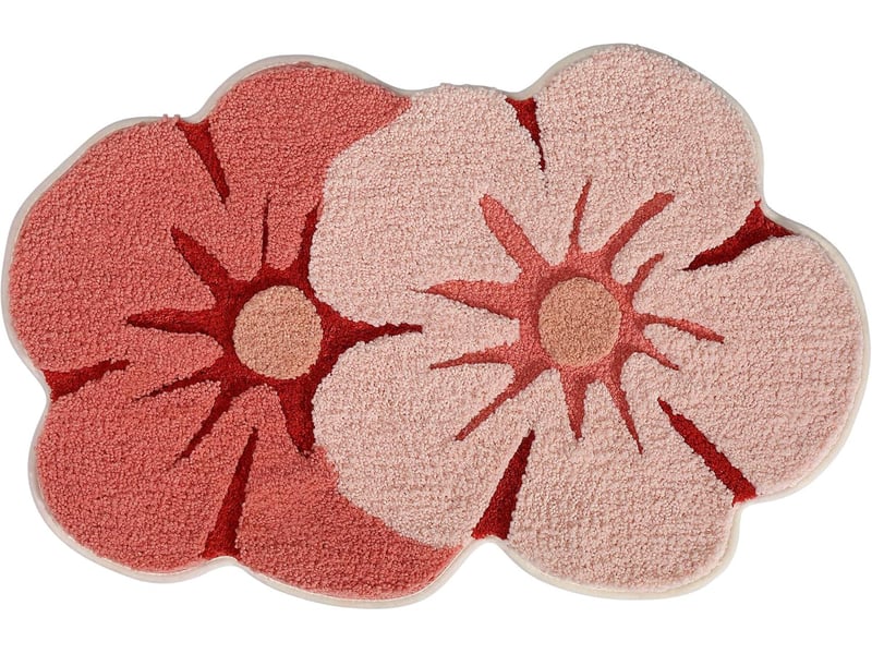  Tapis de bain et douche motif forêt, moelleux, doux, antidérapant, durable et absorbant, 50 x 80 cm, motif fleur de pêcher  - Conforama D