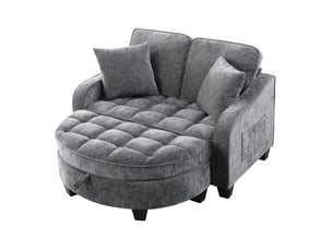 Canapé droit convertible <strong></strong> <strong></strong> 1 place Tissu gris avec coffre de rangement