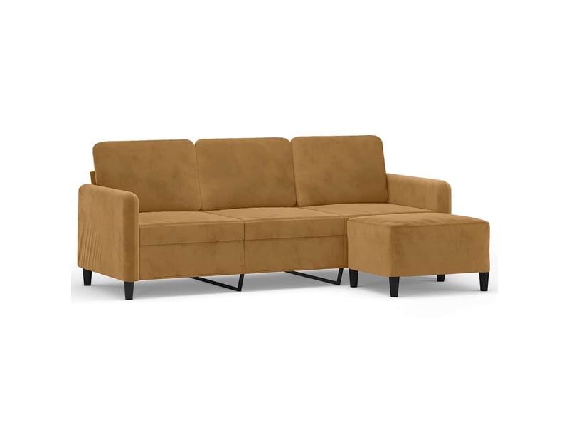 Canapé droit, sofa, canapé à 3 places avec repose-pieds marron 180 cm velours cf20460 - Conforama A