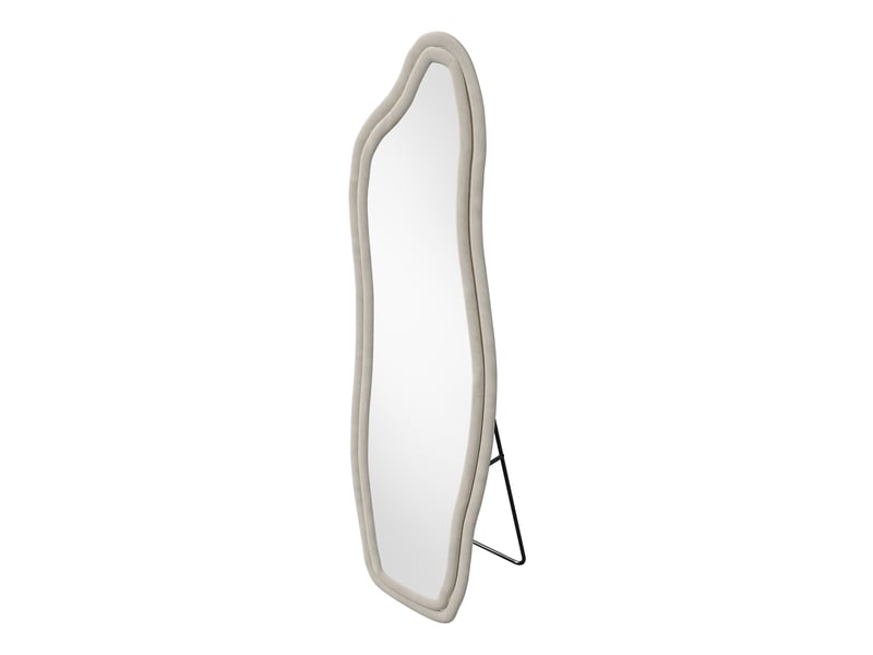  Miroir sur pied - 160 x 50 cm - blanc - miroir asymétrique grand format design dauphin, cadre en veloursflanelle, style artistique et romantique  - Conforama D