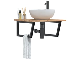 Étagère de vasque murale acier et bois massif d'acacia shl128