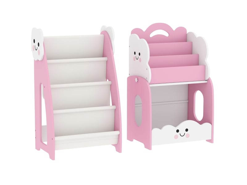  Bibliothèque enfant 3 en 1 85,5 x 32 x 72 cm rose et blanche en mdf, rangement pour livres et jouets  - Conforama A