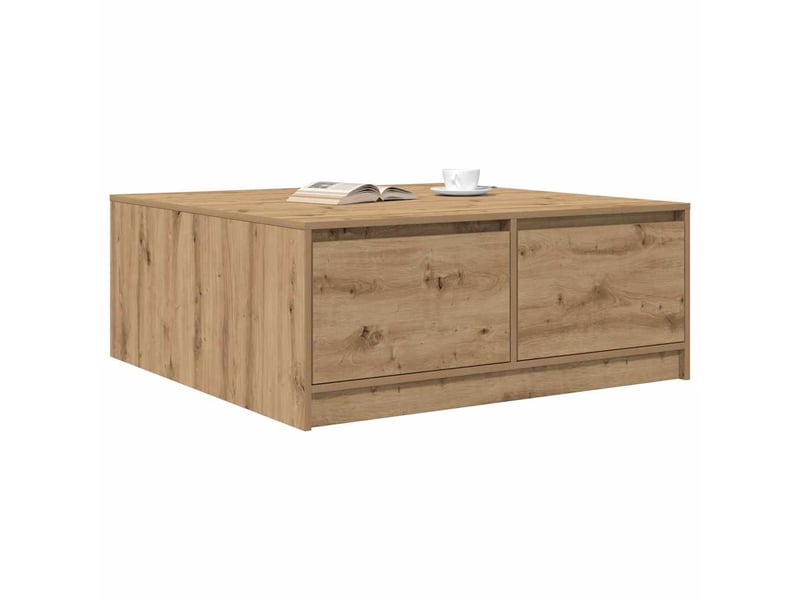 Table basse - table de salon - table à thé avec tiroirs chêne artisanal 100x100x40 cm - Conforama D