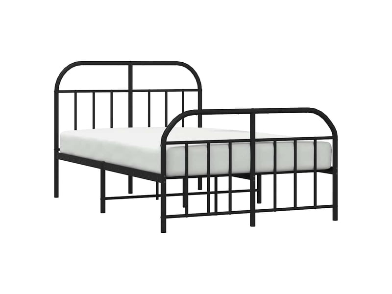  Lit double- lit adulte -  cadre de lit métal sans matelas avec pied de lit noir 120x190cm  - Conforama D