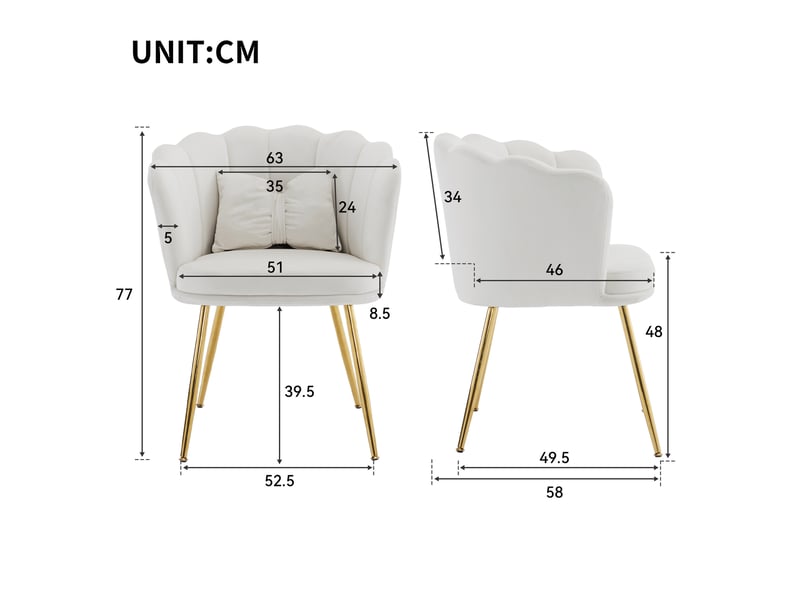  Lot de 6 chaises d'appoint en velours beige 63 x 58 x 77 cm evryae  - Conforama D