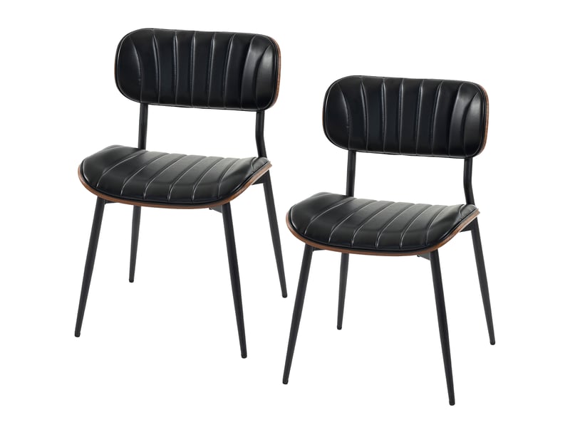  Lot de 2 chaises de salle à manger en similicuir noir et métal 49,5 x 49,5 x 80 cm  - Conforama B