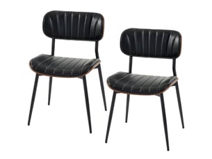 Lot de 2 chaises de salle à manger en similicuir noir et métal 49,5 x 49,5 x 80 cm