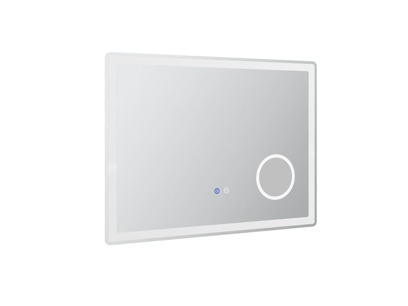  Miroir de salle de bain led 80 x 60 cm blanc en verre et fer, éclairage réglable avec fonction antibuée  - Conforama A
