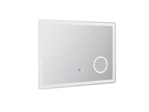 Miroir de salle de bain led 80 x 60 cm blanc en verre et fer, éclairage réglable avec fonction antibuée