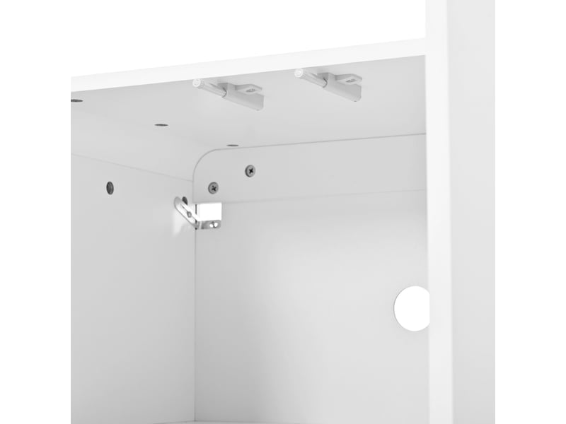  Meuble tv 180 cm avec rangement, design arrondi avec portes effet arc et 2 tiroirs, buffet bas moderne pour salon  - Conforama E