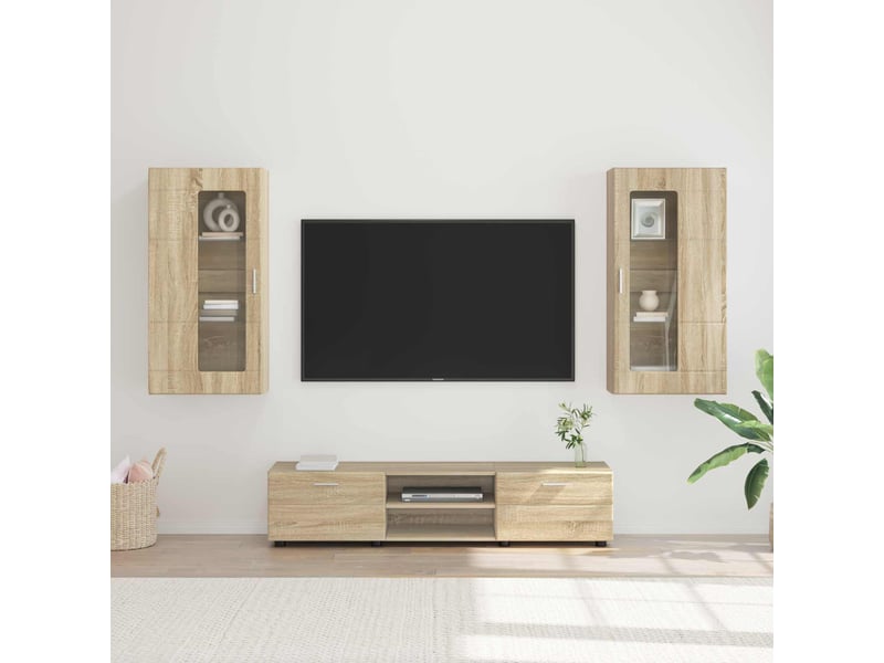  Ensemble meuble tv - banc tv - meuble de rangement florin 3 pcs chêne sonoma bois d'ingénierie  - Conforama B
