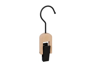 Lot de 5 cintres à pinces pour accessoires 18,5 x 6 x 2,5 cm anti-plis design chic en bois noir 13_0008920