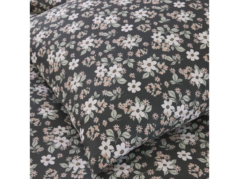  Parure housse de couette 260x240cm + 2 taies motif fleuri bleu marine 100% gaze de coton - kusia KUSIA - Conforama D