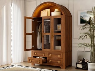Armoire 3 porte(s) battante  4 tiroir(s) <strong>BGSRYAO</strong> <strong></strong> coloris bois foncé largeur 110 cm