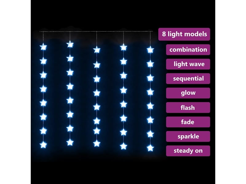  Guirlande lumineuse, éclairage de noël à étoiles led 200 led bleu 8 fonctions cf62391  - Conforama C