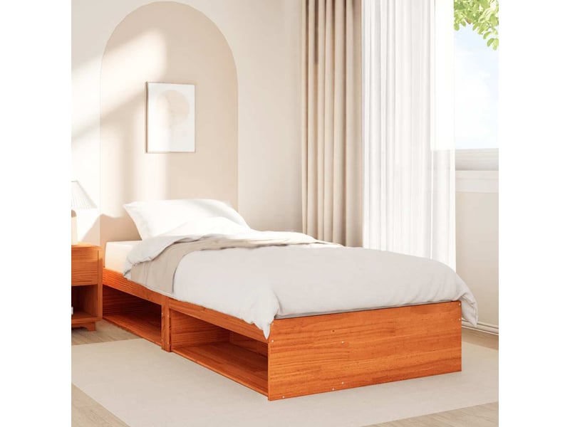  Lit simple- lit adulte -  lit de jour sans matelas  marron 100x200 cm pin massif  - Conforama C