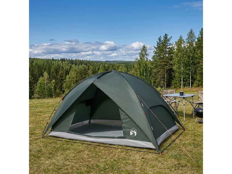  Tente de camping avec un abri imperméable 4 personne vert armée shl28094  - Conforama C
