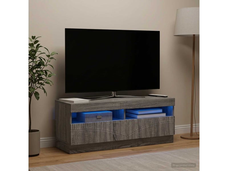Meuble tv - banc tv - meuble de rangement led sonoma gris bois d'ingénierie - Conforama B