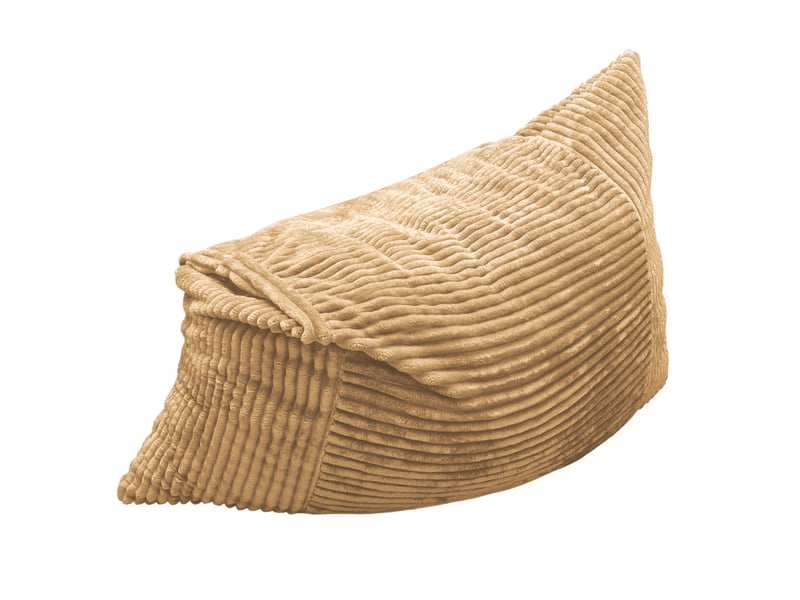  Grande fauteuil pouf convertible 180x125 cm pour la détente, sans assemblage, assise moelleuse, tissu côtelé jaune  - Conforama A