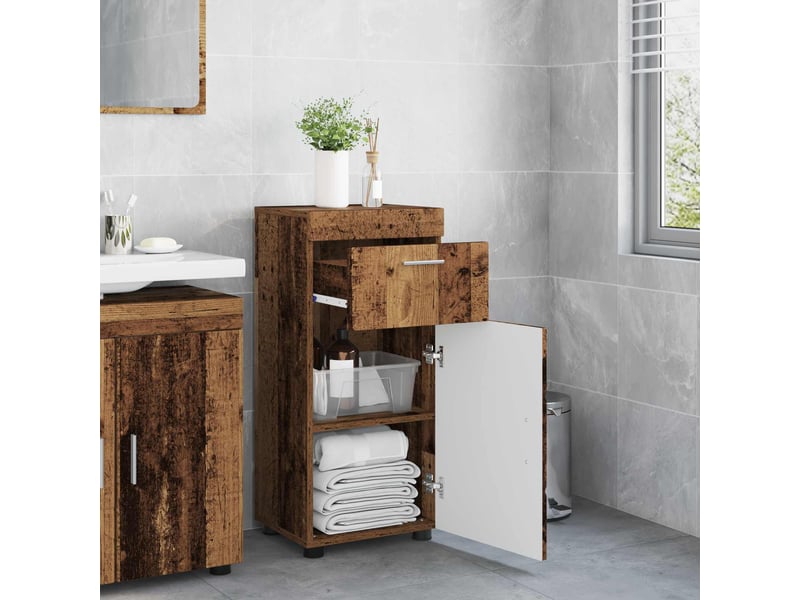  Ensemble d'armoire de salle de bain tulum bois ancien cf62973  - Conforama D