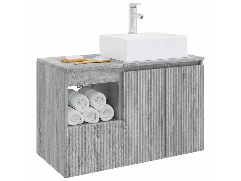 Ensemble de mobilier de salle de bain 2 pc sonoma gris cf64195 - Conforama C