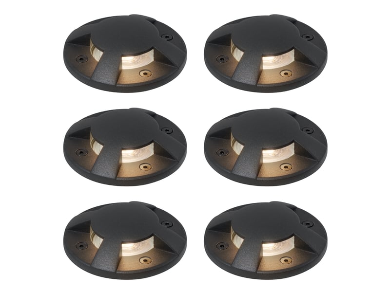 Ensemble de 6 spots de sol modernes noirs gu10 50mm effet 4 lumières ip65 - cellar  - Conforama A