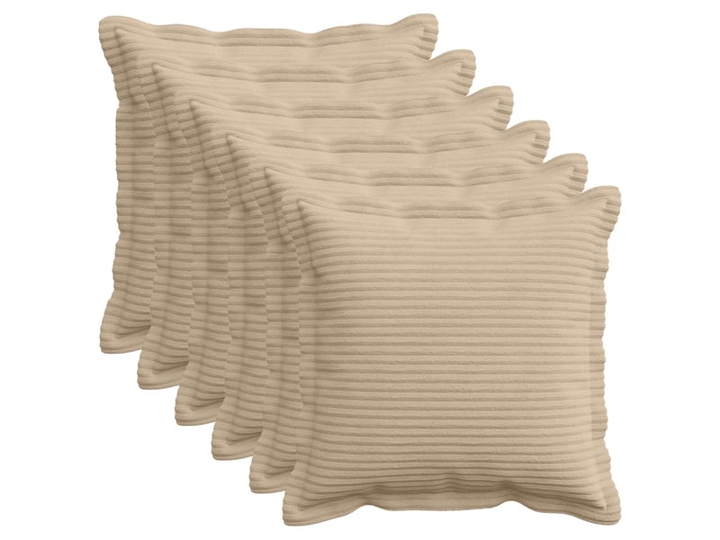 Lot de 6 housses de coussin houten taupe 40 x 40 cm velours côtelé cf49857 - Conforama B