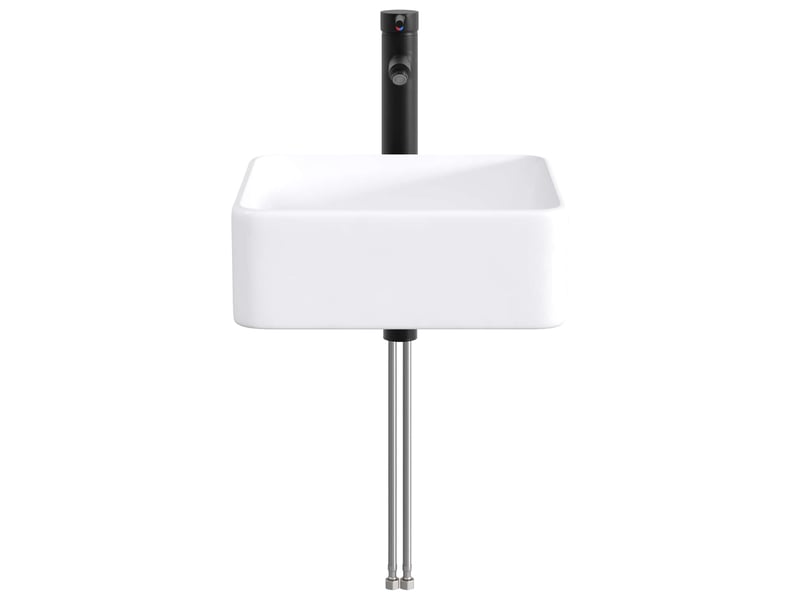  Lavabo de salle de bain avec robinet et évacuation noir mat shl3394  - Conforama E