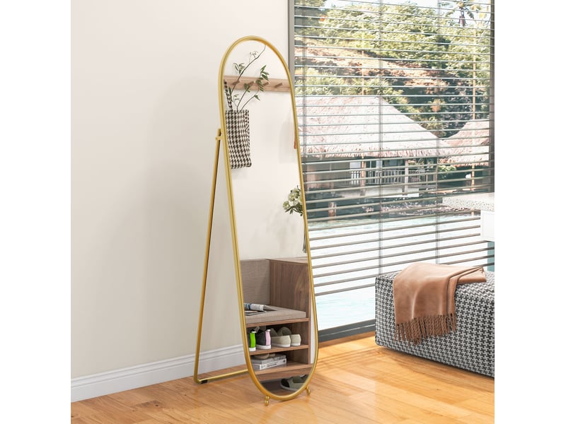  Miroir sur pied 160x40 cm ovale métal doré  - Conforama C