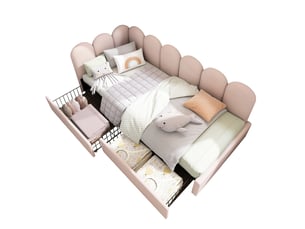 Lit simple 90x200 cm REDOM coloris rose