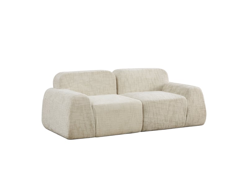 Canapé modulaire compressé en tissu chenille, canapé droit 2 places, mousse 30d, sans montage, antidérapant, beige - Conforama A