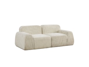 Canapé modulaire compressé en tissu chenille, canapé droit 2 places, mousse 30d, sans montage, antidérapant, beige