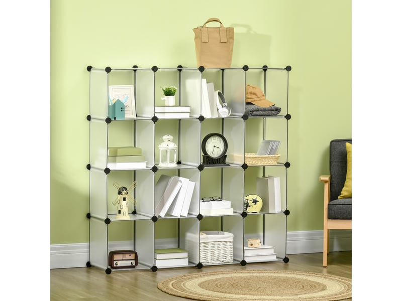 Étagère modulable 16 cubes 125 x 32 x 125 cm – blanc – rangement diy pour chambre enfant et salon - Conforama B
