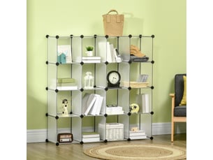 Étagère modulable 16 cubes 125 x 32 x 125 cm – blanc – rangement diy pour chambre enfant et salon