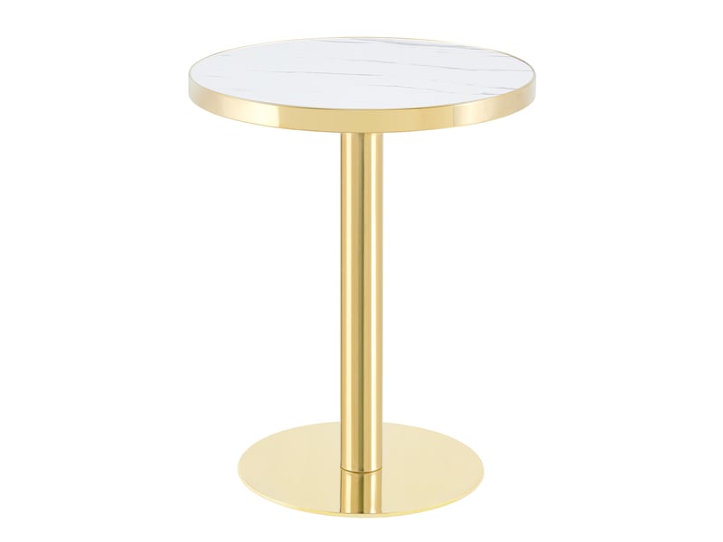  Table basse ronde moderne, avec plateau effet marbre et base cylindrique, mdf, blanc et doré, 73.5×71.0×24.5 cm  - Conforama A