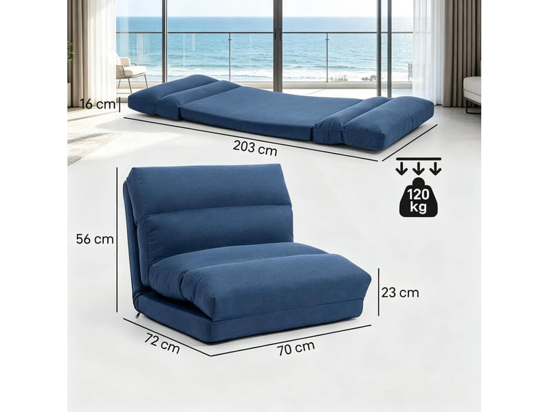  Fauteuil de sol modenvie convertible bleu foncé en polyester 70 x 72 x 56 cm  - Conforama C