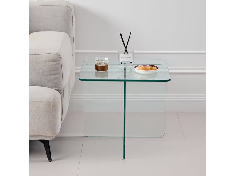 Table d'appoint verre trempé transparent 45 x 45 cm  - Conforama W